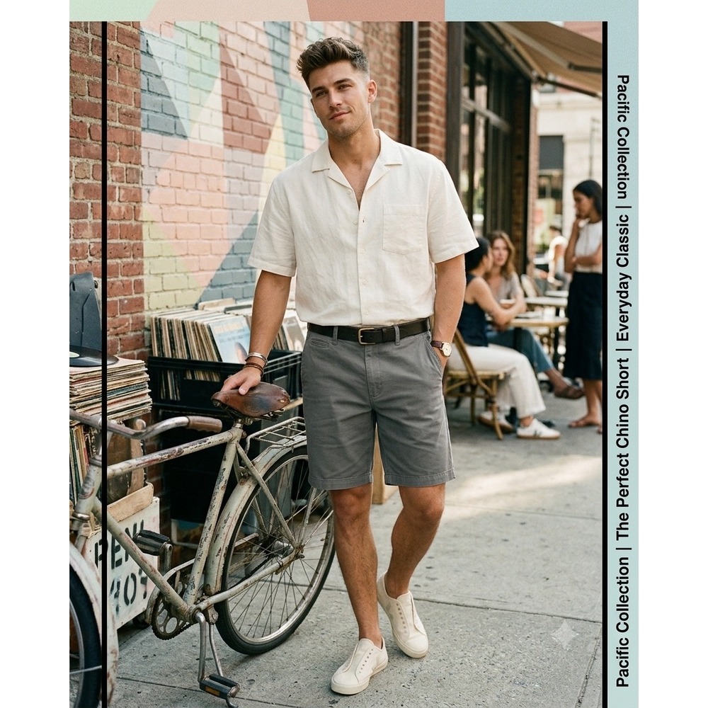 Dockers Pacific The Perfect Short Mens 40 Grey Classic Fit Chino Cotton